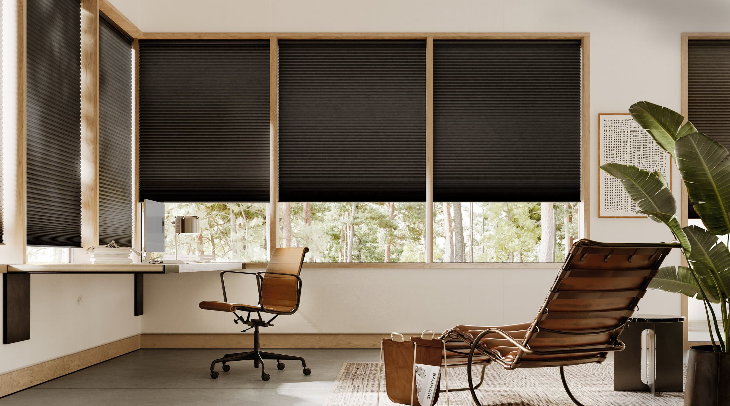 A nursery with cordless cellular shades and a crib in soft daylight.