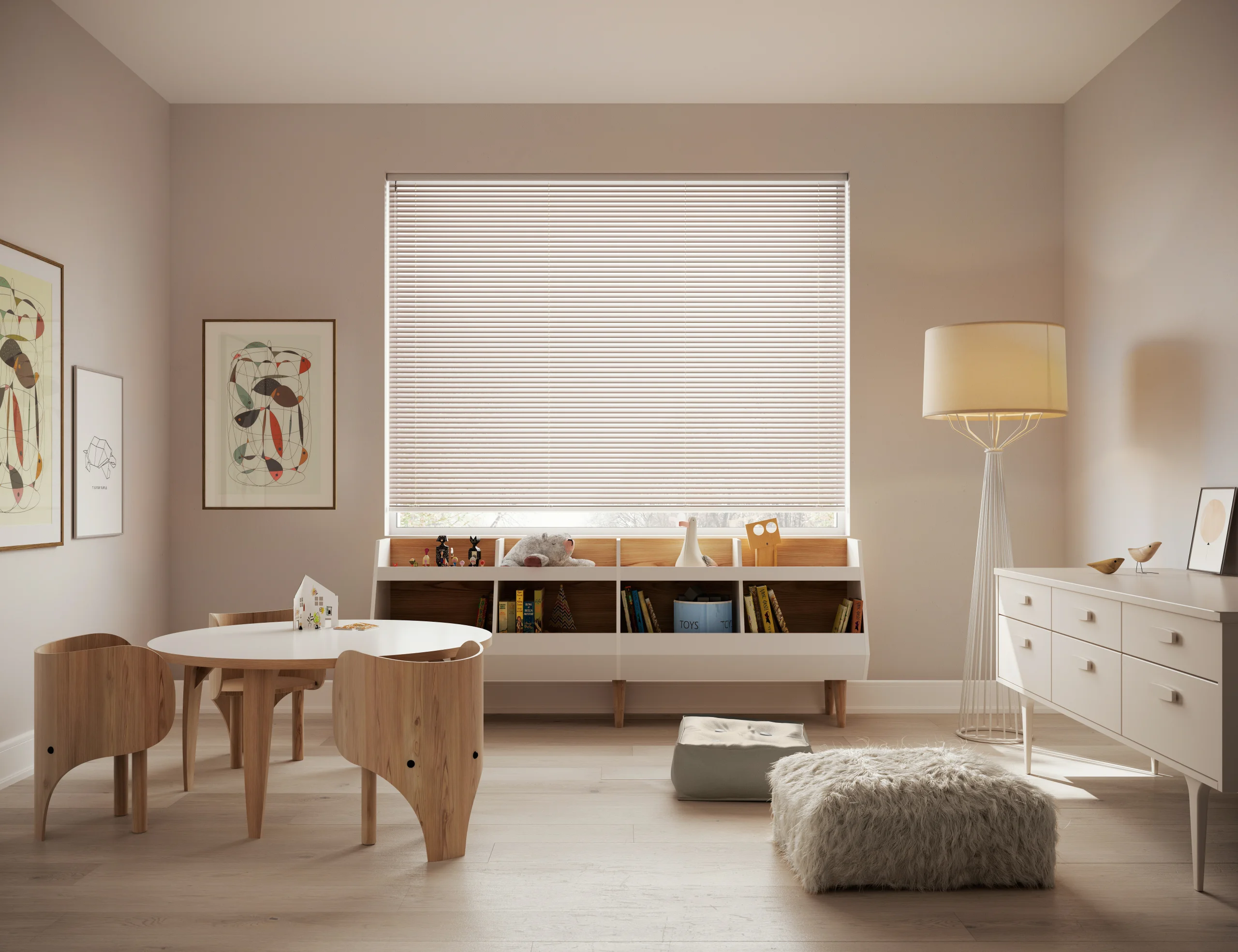 Hunter Douglas Metal Blinds from the Décor collection, inside mounted in a child's bedroom.