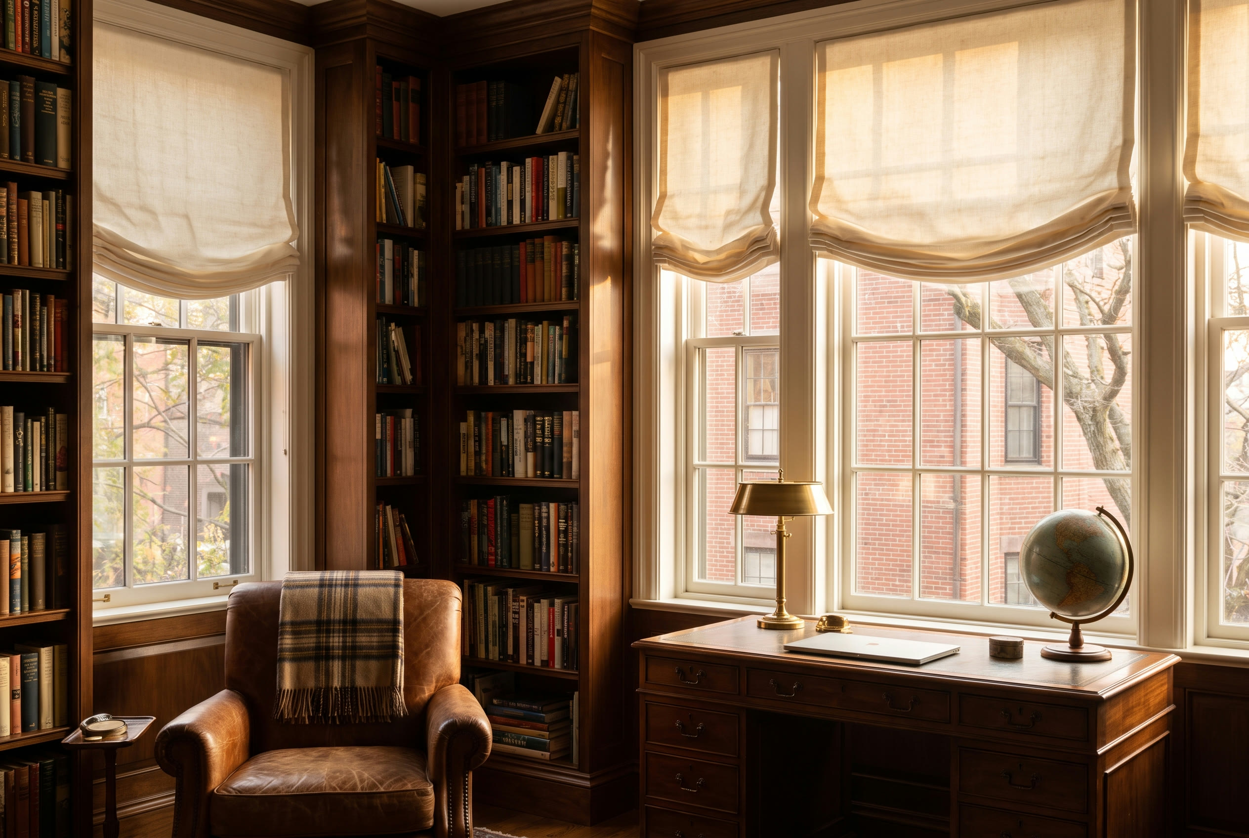 A Cambridge, MA home dressed in custom Hunter Douglas window treatments.